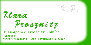 klara prosznitz business card